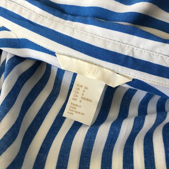 H&M Blue White Striped Button Down Blouse - Picture 7 of 7